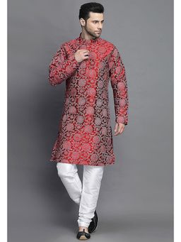 UTSAV FASHION - Maroon Woven Design Straight Kurta with Churidar