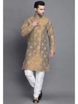 UTSAV FASHION - Mustard Woven Design Straight Kurta with Churidar