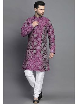 UTSAV FASHION - Magenta Woven Design Straight Kurta with Churidar
