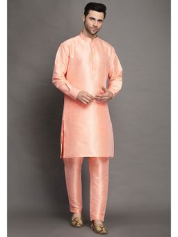 UTSAV FASHION - Peach Mandarin Collar Straight Kurta and Pant