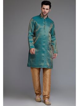 UTSAV FASHION - Woven Mandarin Collar Zari Kurta with Churidar