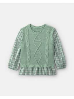 Carter's - Toddler Girls 2 Piece Plaid Sweater Vest Top Set - Green