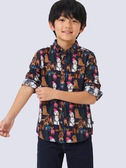 Jack & Jones Junior - Boys Puppy Print Cotton Shirt