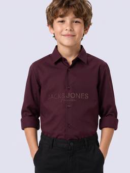Jack & Jones Junior - Boys Maroon Printed Shirt