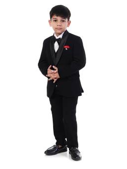 Huggle Boo - Boys Black Classic Tuxedo Suit with Red Bow Tie