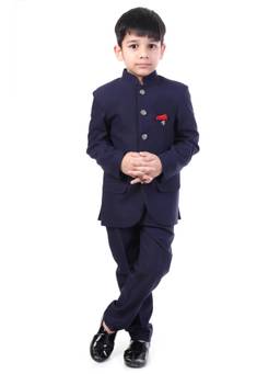 Huggle Boo - Boys Navy Blue Bandhgala Jodhpuri Suit