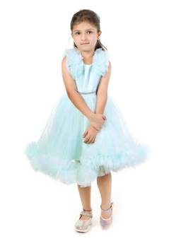 Huggle Boo - Girls Mint Green Rosette Applique Net Flared Party Dress