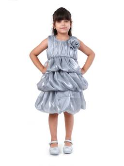 Huggle Boo - Girls Grey Shimmer Rosette Balloon Party Dress