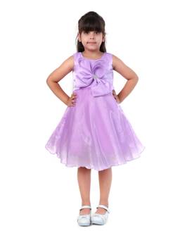 Huggle Boo - Girls Lavender Shimmer Rhinestone Bow Flared Party Dress