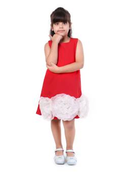 Huggle Boo - Girls Pink Crepe Party Dress with 3D Rosette Hem