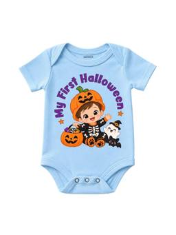 KNITROOT - Halloween Theme My First Halloween Printed Onesie - Blue
