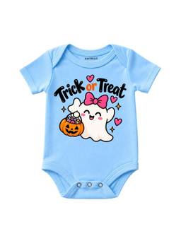 KNITROOT - Halloween Theme Trick Or Treat Printed Onesie - Blue