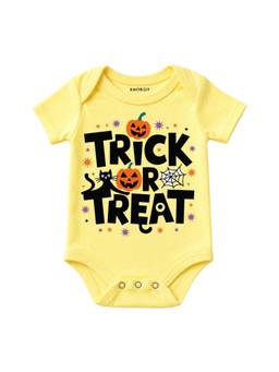 KNITROOT - Halloween Theme Trick Or Treat Printed Onesie - Yellow