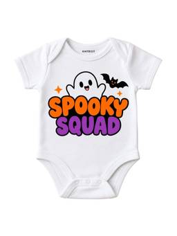 KNITROOT - Halloween Theme Spooky Squad Printed Onesie - White