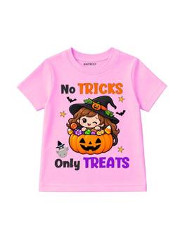 KNITROOT - Halloween Theme No Tricks Only Treats Printed T-shirt - Pink