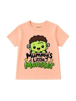 KNITROOT - Halloween Theme Mummy's Little Monster Printed T-shirt - Peach