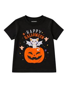KNITROOT - Halloween Theme Happy Halloween Printed T-shirt - Black