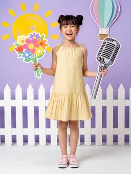 PURVAJA JUNIOR - Girls Flared Midi Sleeveless Halter Neck Textured Dress