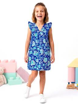 PURVAJA JUNIOR - Girls Fit and Flare Mini Sleeveless V-Neck Floral Dress