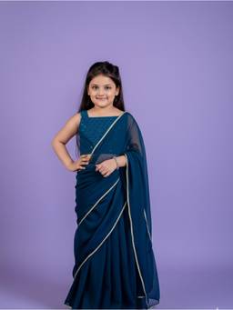 Cutiediva - Girls Pre Draped Ready To Wear Saree