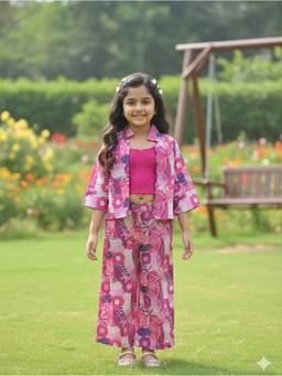 Cutiediva - Floral Printed Co Ord Set Pink
