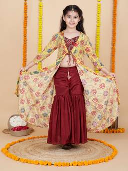 Cutiediva - Embroidered Sharara Choli With Shrug