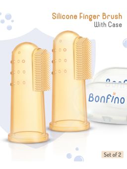 Bonfino - Silicone Finger Brush with Protective Case Brown - Pack of 2