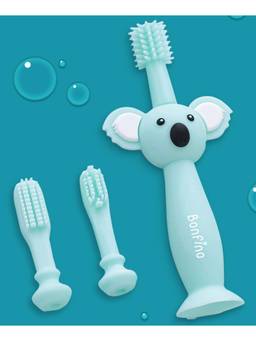 Bonfino - Silicone Toothbrush With Training Heads Set - Green