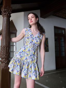 Verano By Tanya - Multi-Colour Floral Erica Short Dress with Belt (Set of 2)