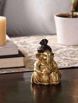 eCraftIndia - Brass Lord Ganesha Playing Tabla Antique Showpiece