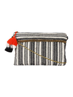 Anekaant - Facilitate Black and white Jacquard cotton Sling Bag