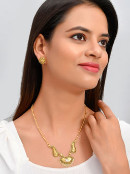 Silvermerc Designs - Oxidised Gold Tone Hansa Jewellery Set ( Set of 2)