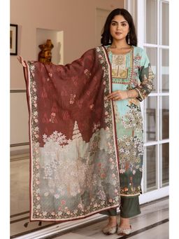Nehamta - Women Green Modal Floral Printed Kurta with Pant and Dupatta (Set of 3)