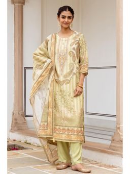 Nehamta - Women Green Modal Paisley Printed Kurta with Pant and Dupatta (Set of 3)