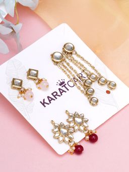 Karatcart - Set of 3 Handcrafted Kundan Earrings Combo for Women