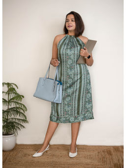 Label Tanvee - Army green Halter Midi Dress