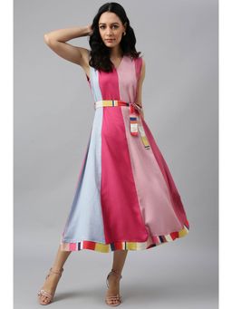 W - Multi-Color Colorblock Dress with Belt (Set of 2)