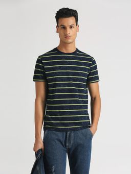 Pepe Jeans - Myron Laser Printed Navy Blue Stripes Tee