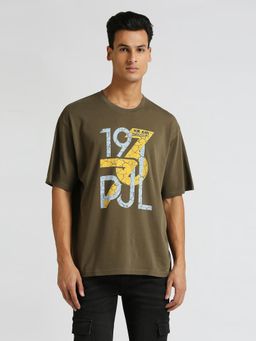 Pepe Jeans - Olive Graphic Print Short Sleeve Oversized T-Shirt