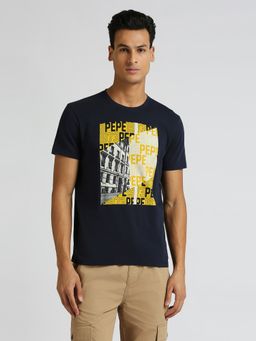 Pepe Jeans - Navy Blue Photographic Printed Short Sleeve T-Shirt