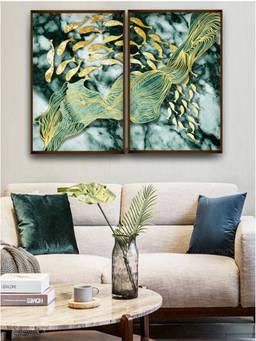 The Art House - Green Marble Framed Wall Art (Pack of 2)