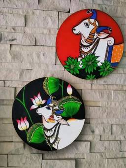 The Art House - Traditional Kamdhenu Framed Wall Art (Pack of 2)