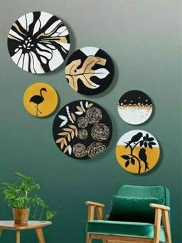 The Art House - Round Framed Wall Art (Pack of 6)
