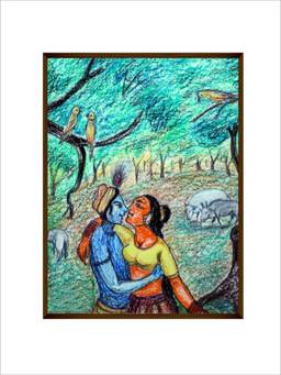 The Art House - Forest Landscape Krishna Framed Wall Art