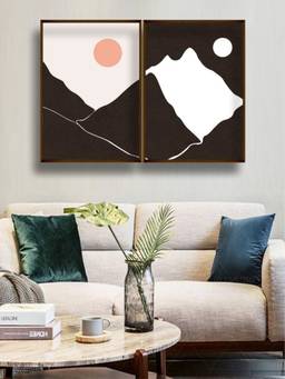 The Art House - Mountain Landscape Minimalist Framed Wall Art (Pack of 2)