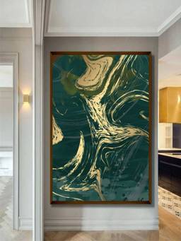 The Art House - Green Swirl Framed Wall Art