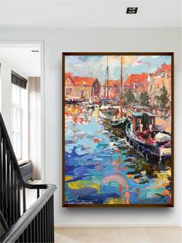 The Art House - Impressionist Harbor Framed Wall Art