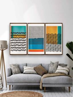 The Art House - Geometric Framed Wall Art (Pack of 3)