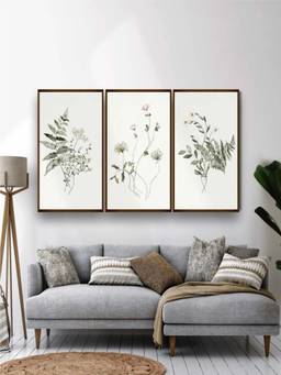 The Art House - Botanical Floral Watercolour Framed Wall Art (Pack of 3)