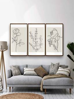 The Art House - Botanical Minimalist Framed Wall Art (Pack of 3)